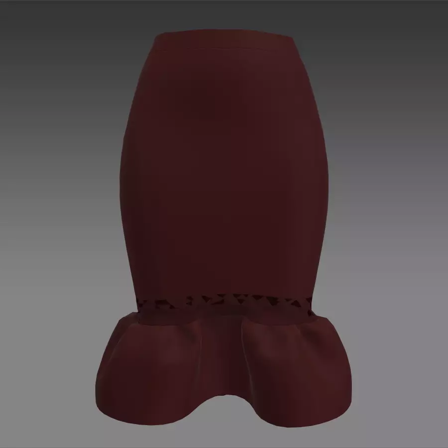burgundy color skirt fish model skirt modern Low-poly 3D model