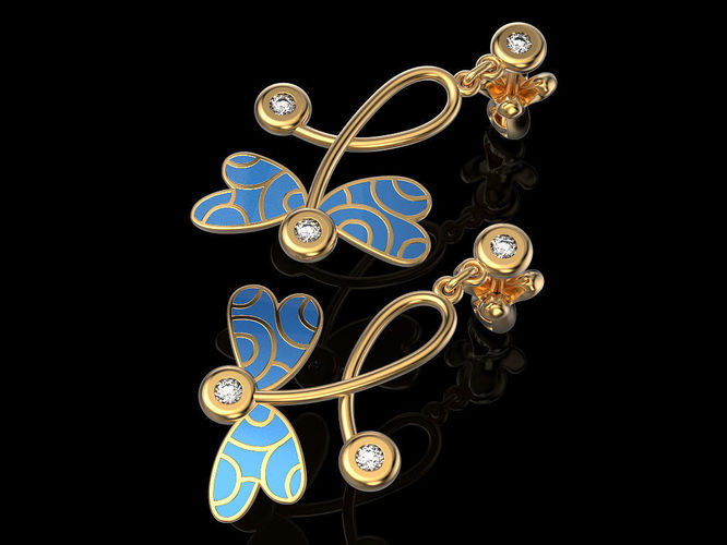 Earrings dragonfly   Free 3D print model