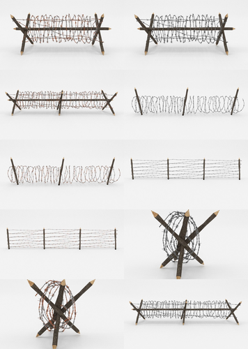 Barb Wire Obstacle Collection 3D model