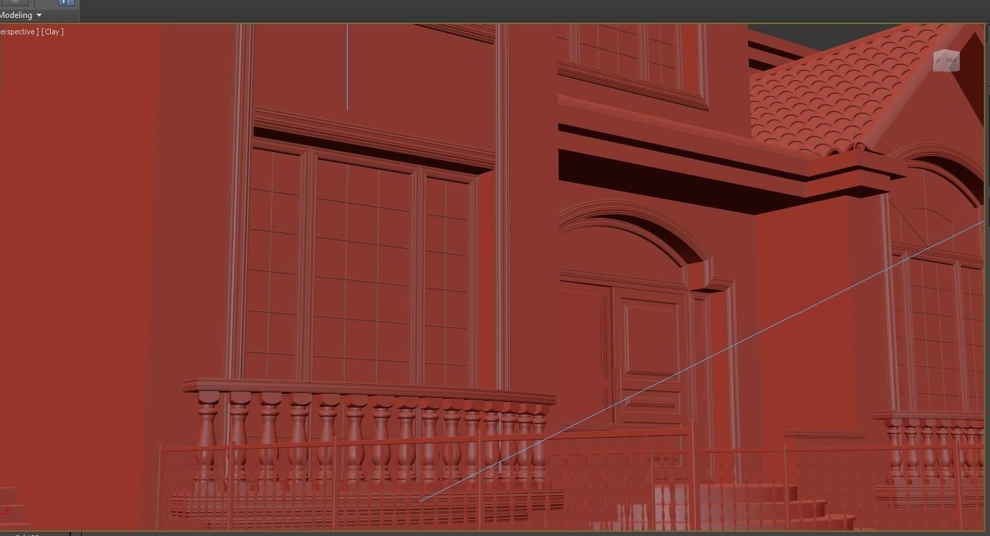 Villa house design Low-poly 3D model_10