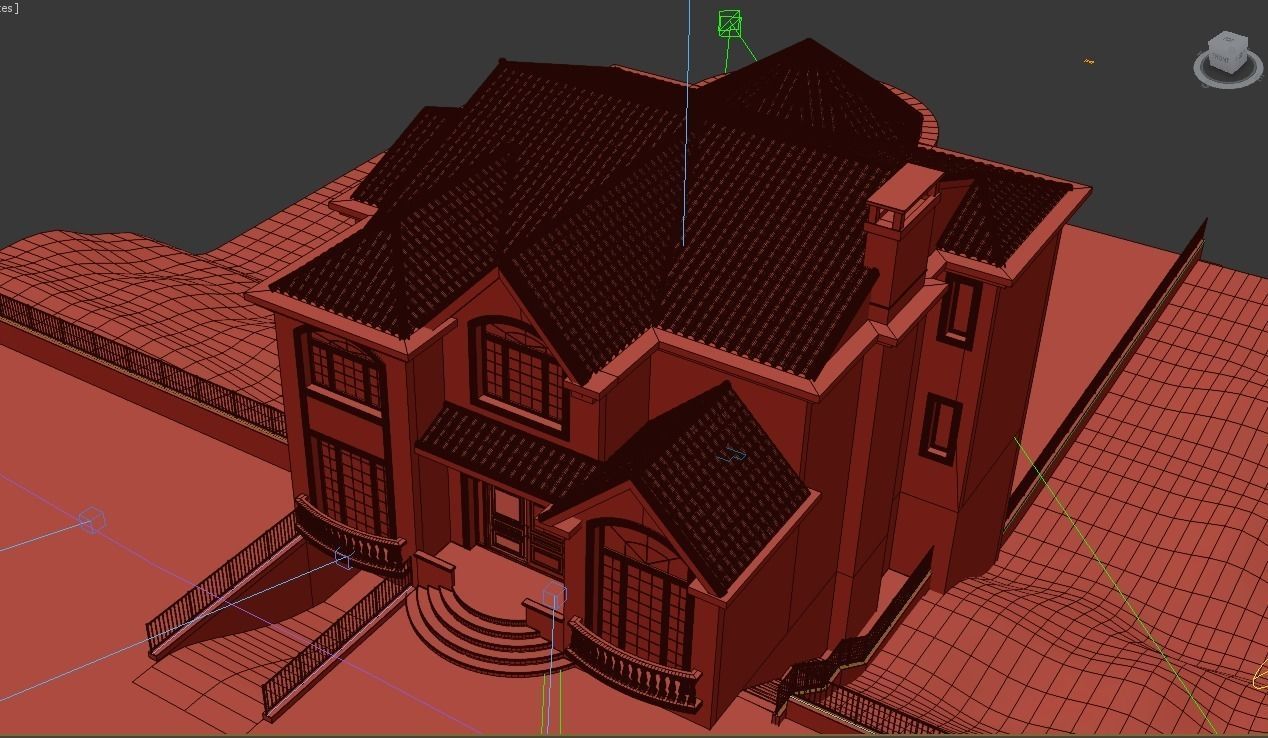Villa house design Low-poly 3D model_7