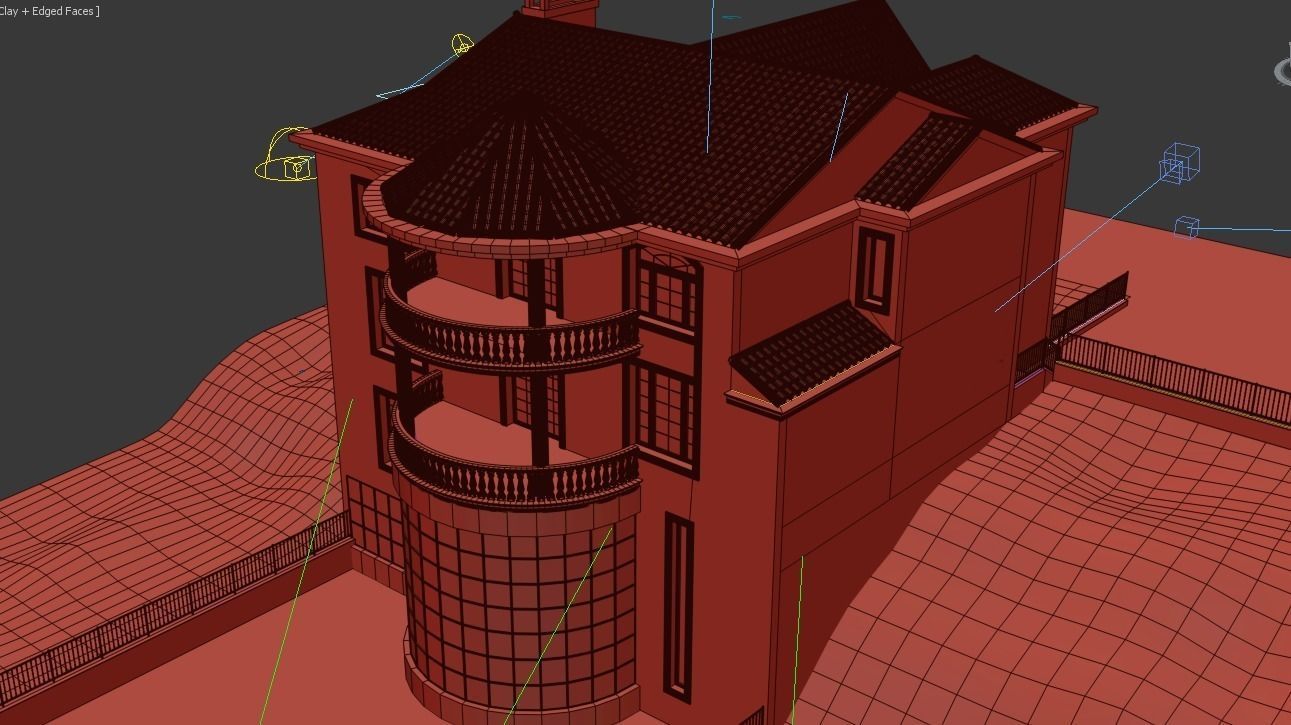 Villa house design Low-poly 3D model_5