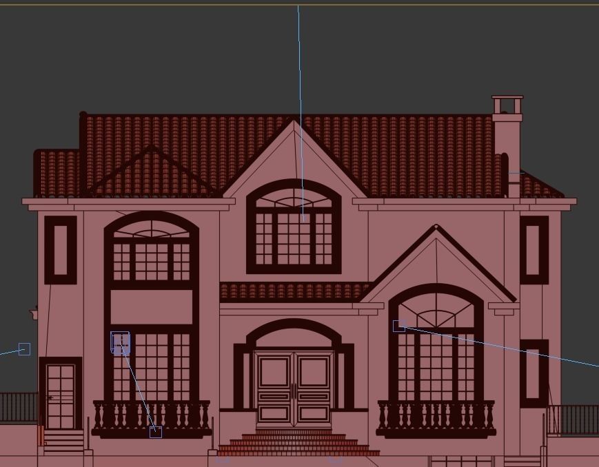 Villa house design Low-poly 3D model_6
