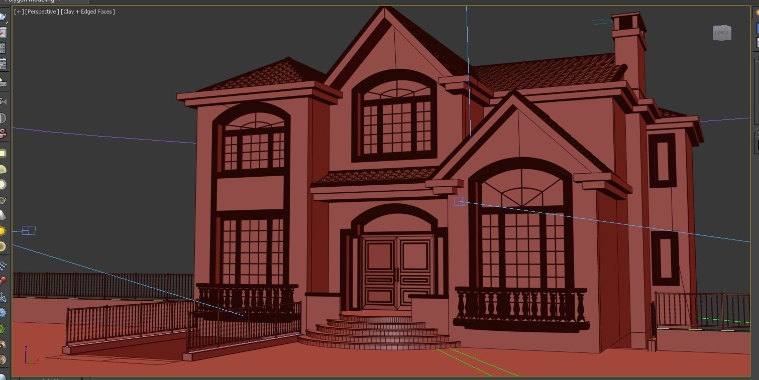 Villa house design Low-poly 3D model_4