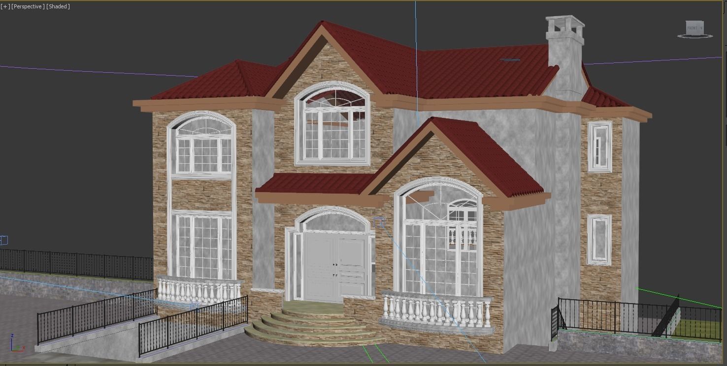 Villa house design Low-poly 3D model_3