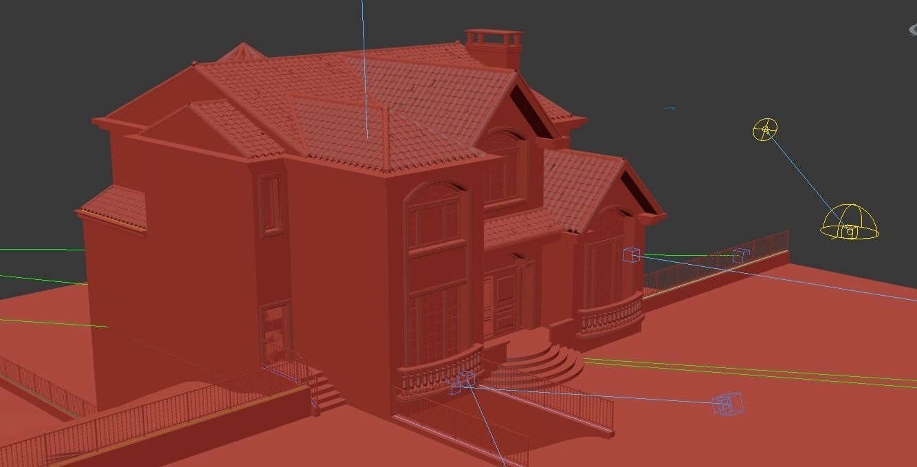 Villa house design Low-poly 3D model_9