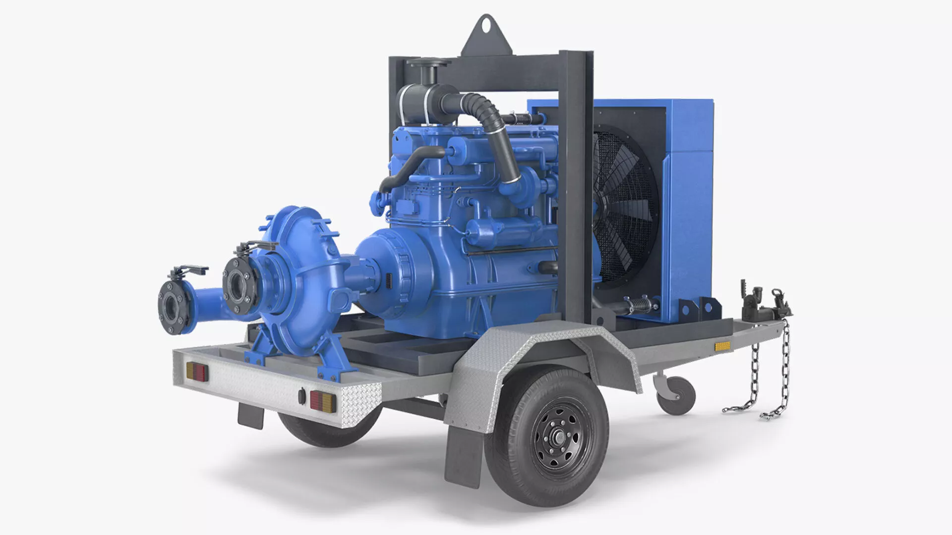 Diesel Engine Transfer Pump Trailer Rigged for Maya 3D model