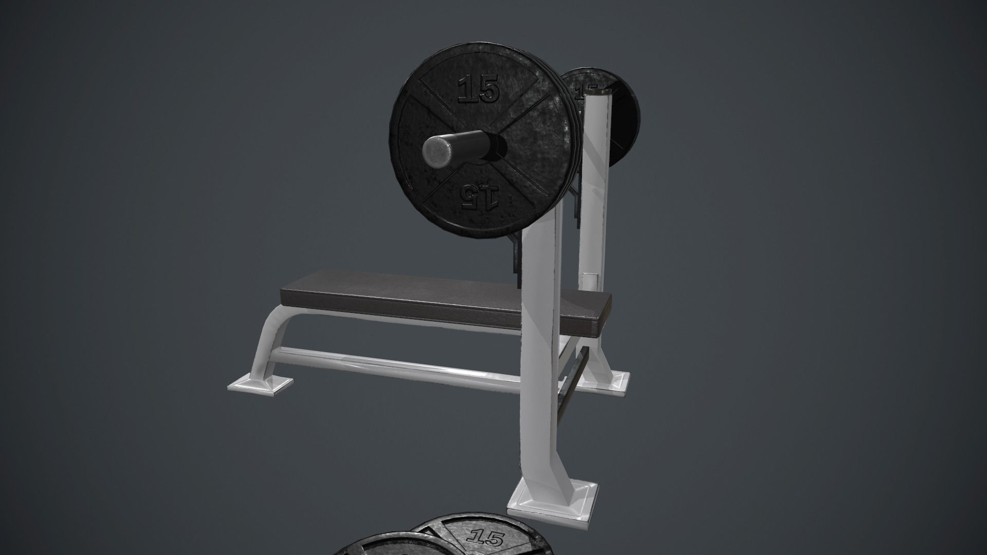 Weight Bench PBR Game Ready Low-poly 3D model_8