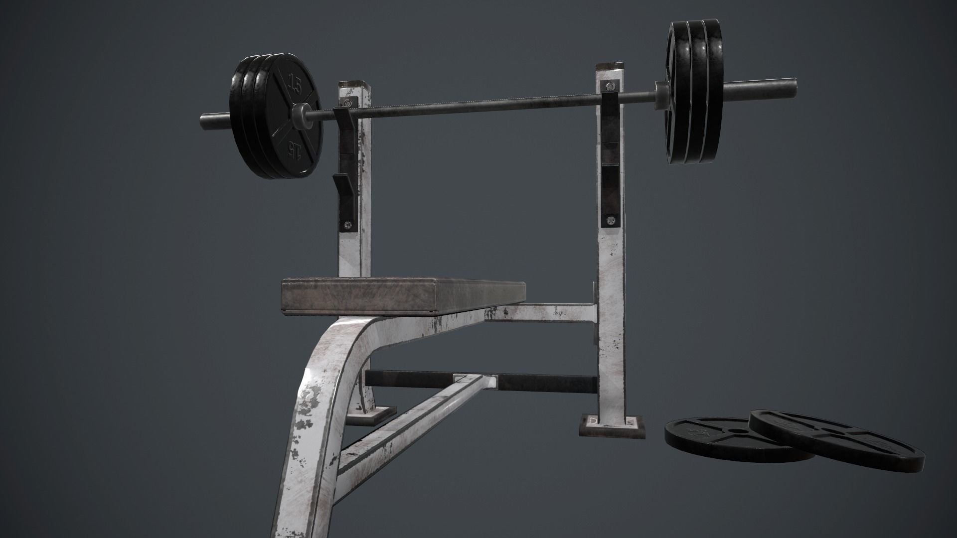 Weight Bench PBR Game Ready Low-poly 3D model_2