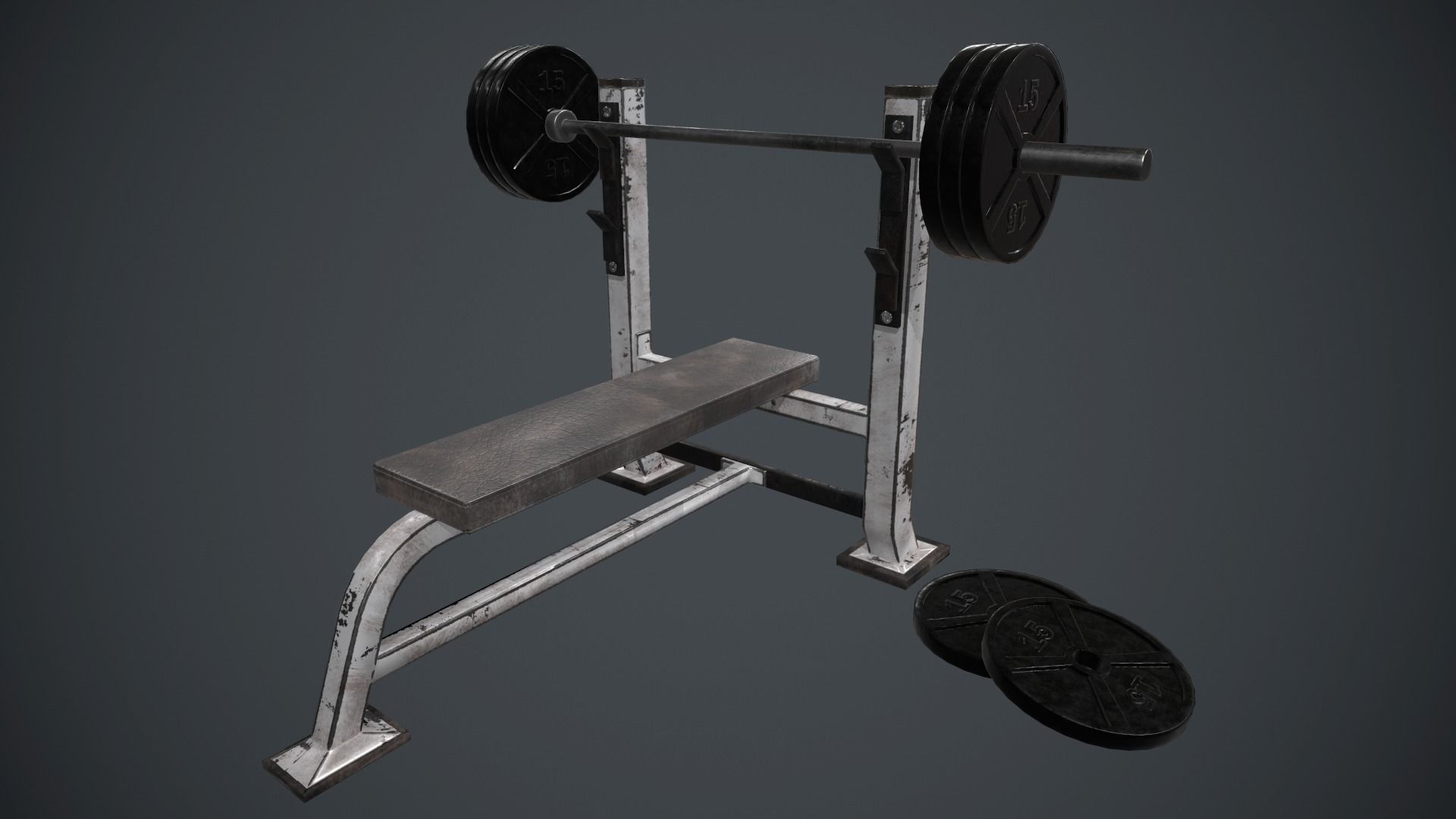 Weight Bench PBR Game Ready Low-poly 3D model_0