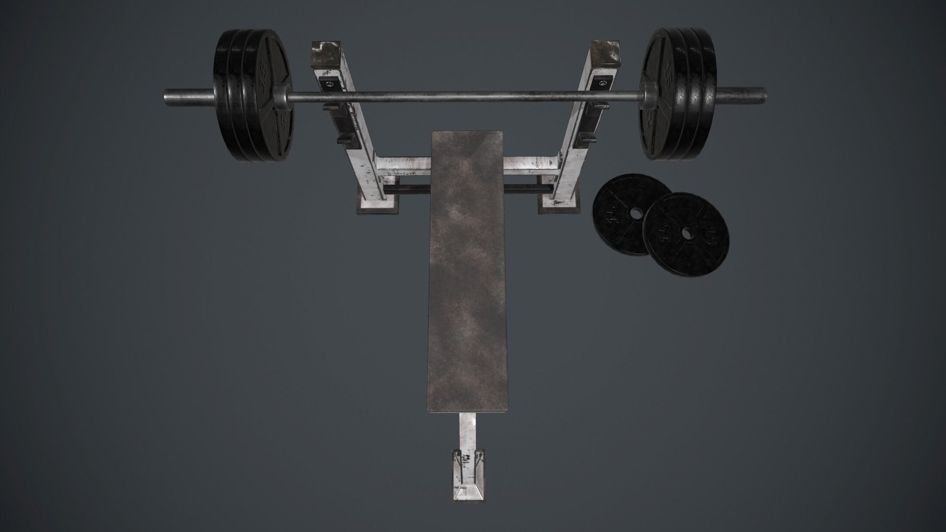 Weight Bench PBR Game Ready Low-poly 3D model_3