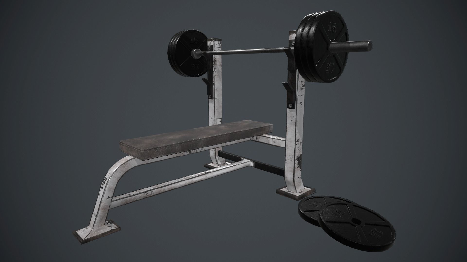 Weight Bench PBR Game Ready Low-poly 3D model_1