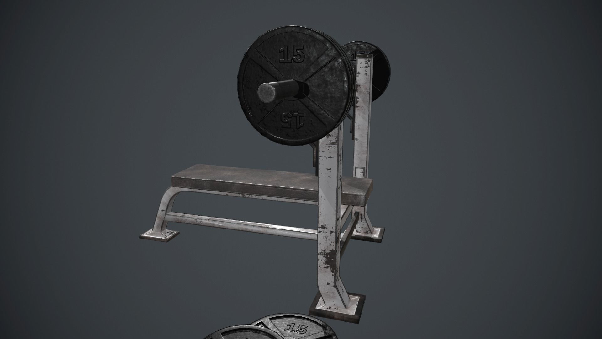 Weight Bench PBR Game Ready Low-poly 3D model_4