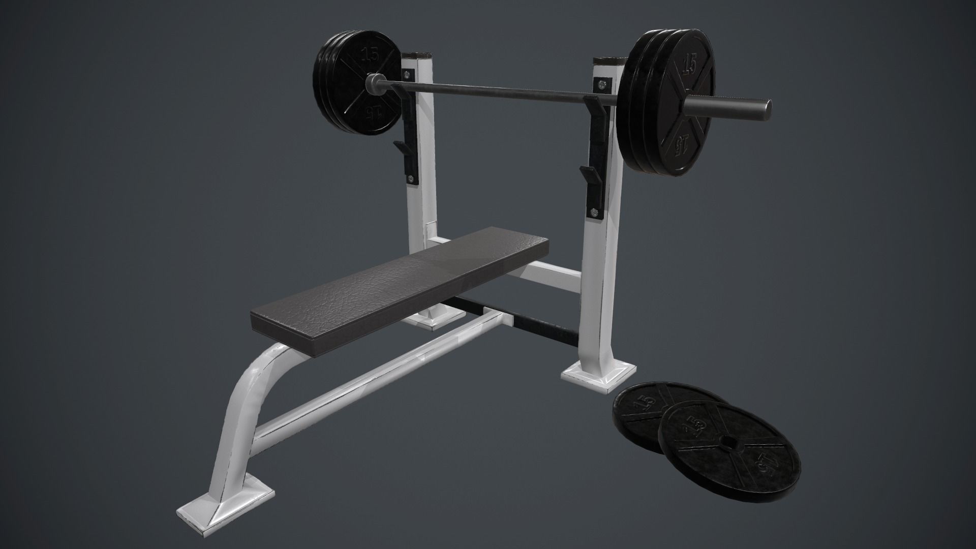 Weight Bench PBR Game Ready Low-poly 3D model_7