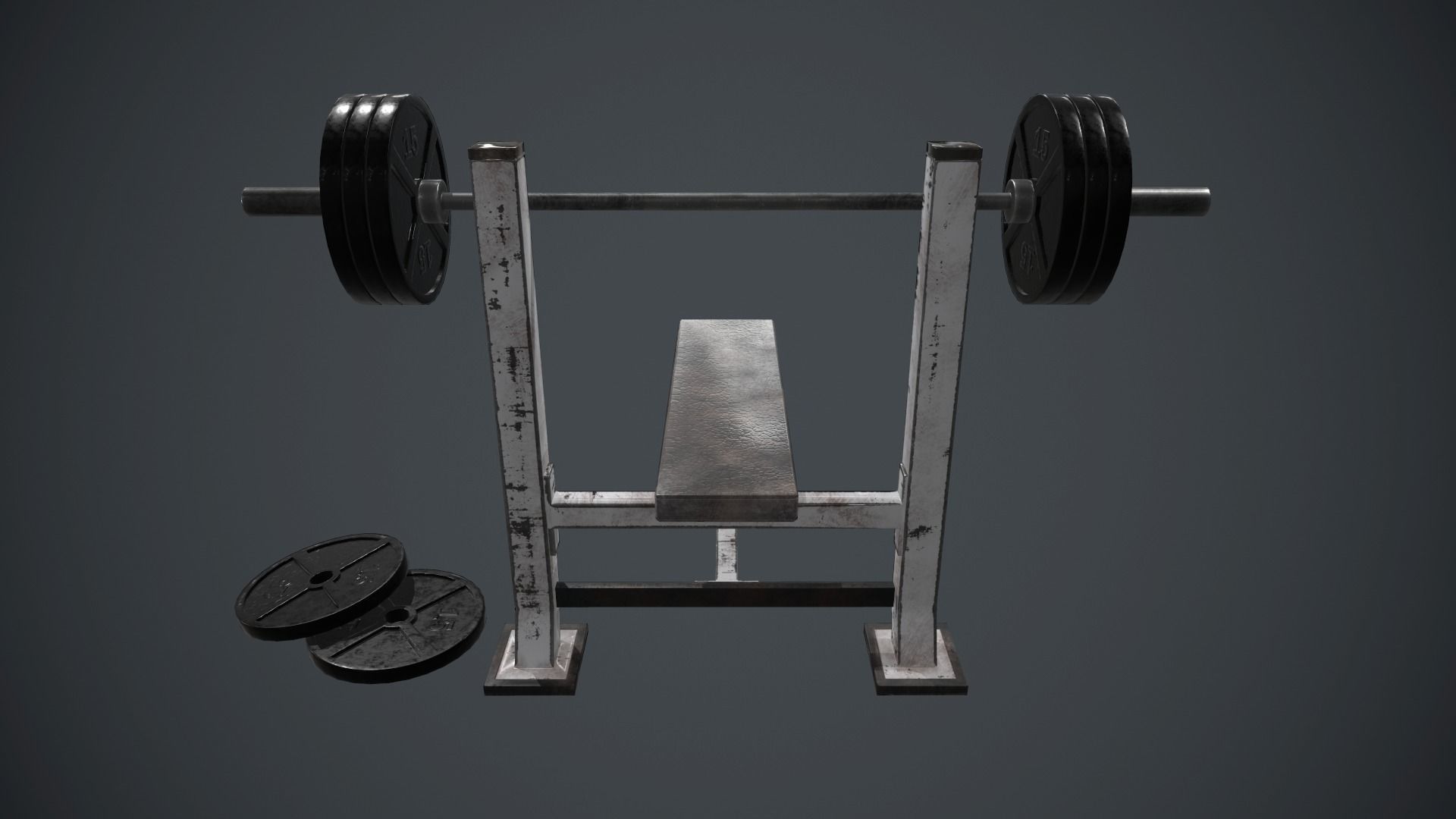 Weight Bench PBR Game Ready Low-poly 3D model_5