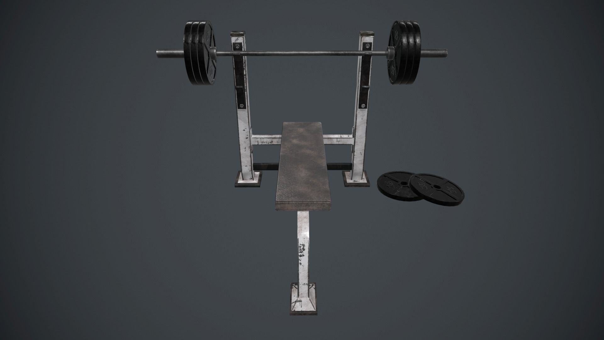 Weight Bench PBR Game Ready Low-poly 3D model_6
