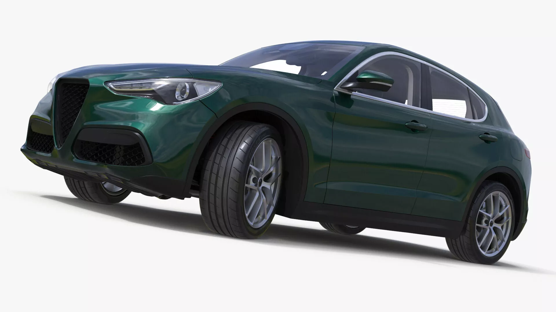 Modern Urban Green Crossover Rigged for Cinema 4D 3D model