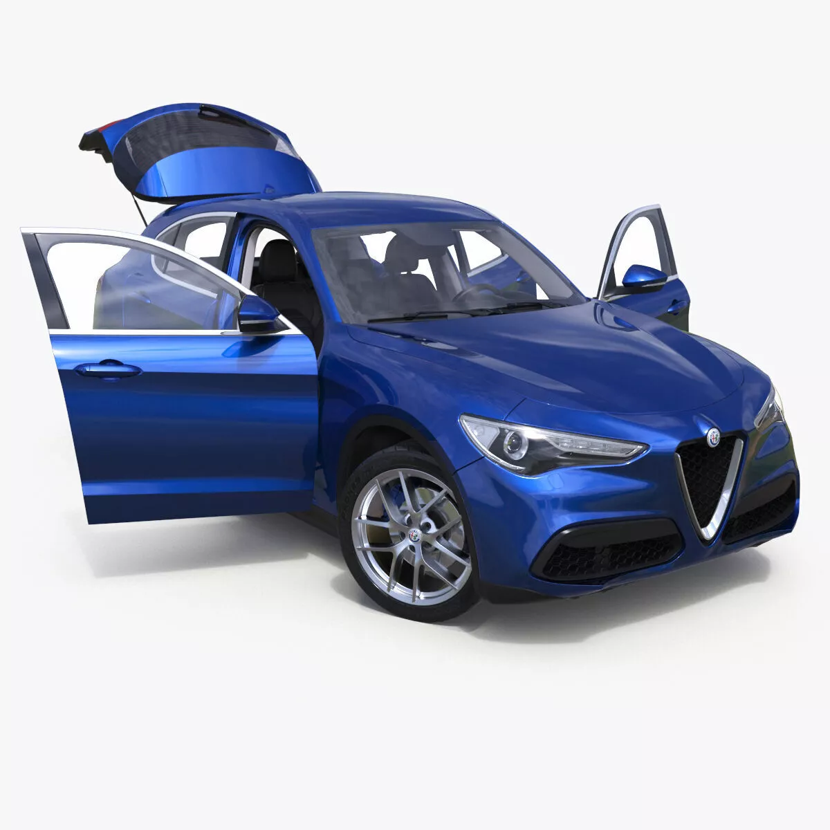 Blue Alfa Romeo Stelvio Rigged for Maya 3D model