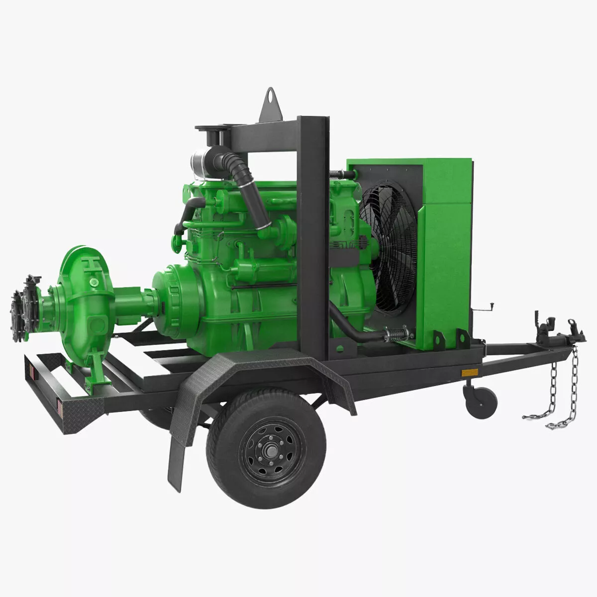 Industrial Water Transfer Pump Trailer Rigged for Cinema 4D 3D model
