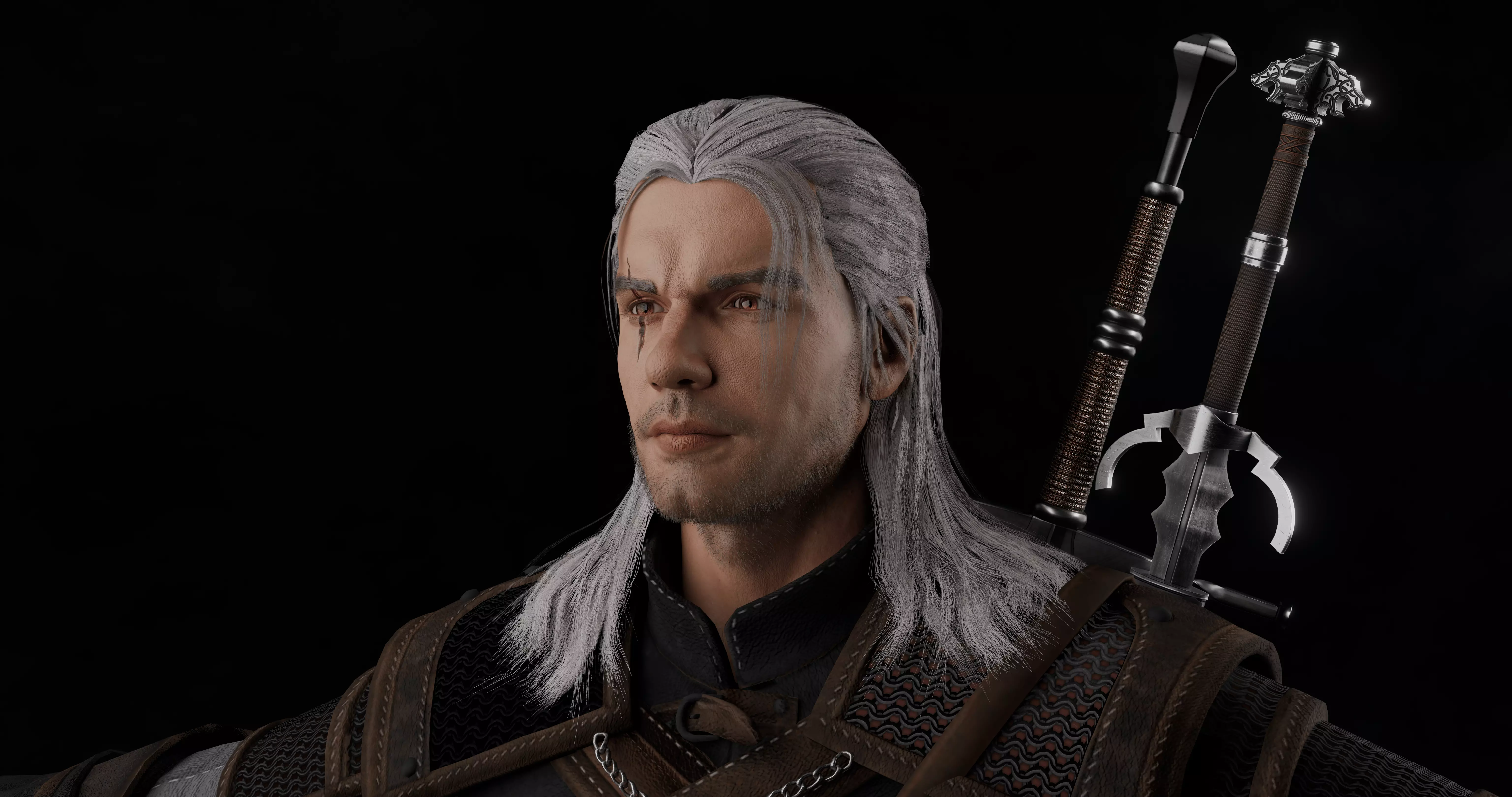 Geralt of Rivia Realistic Character Model Low-poly 3D model