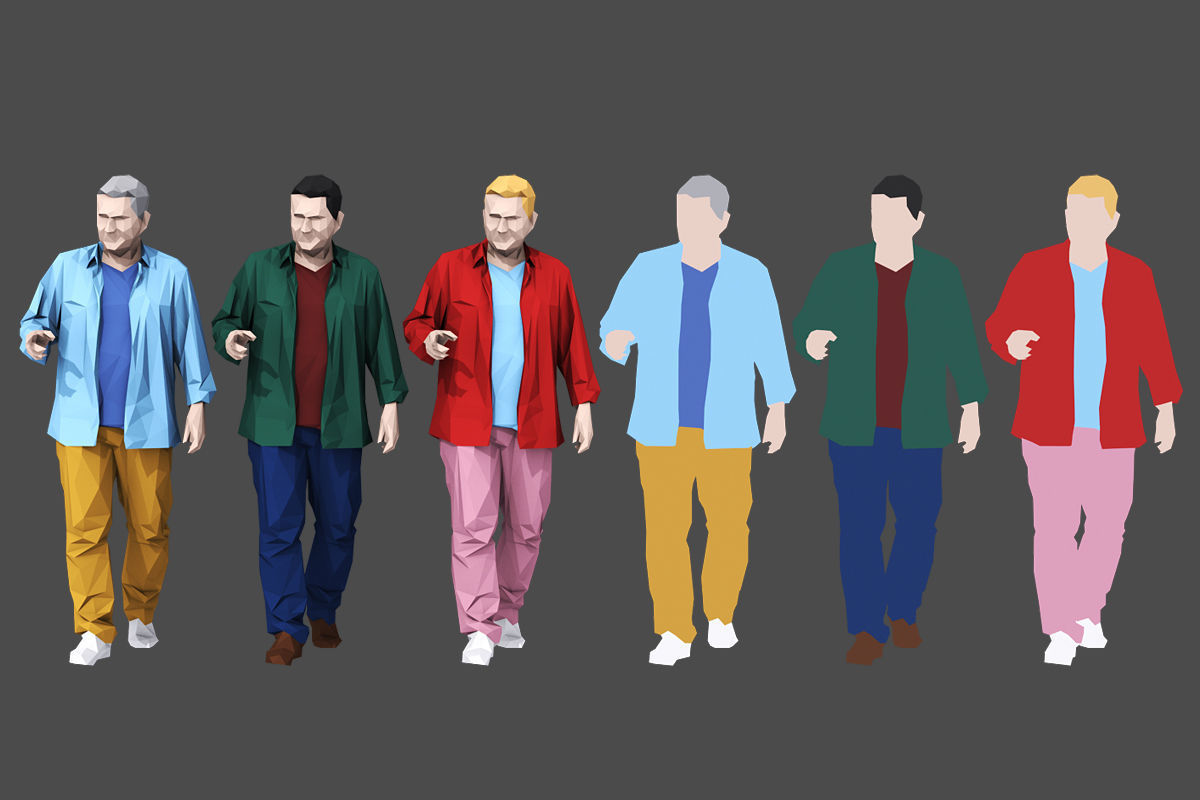 Colored Lowpoly People Low-poly 3D model_1