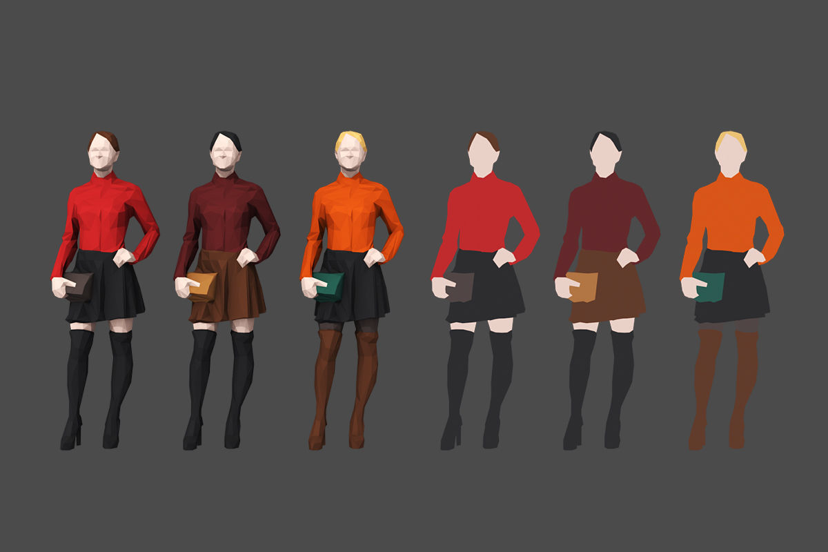 Colored Lowpoly People Low-poly 3D model_2