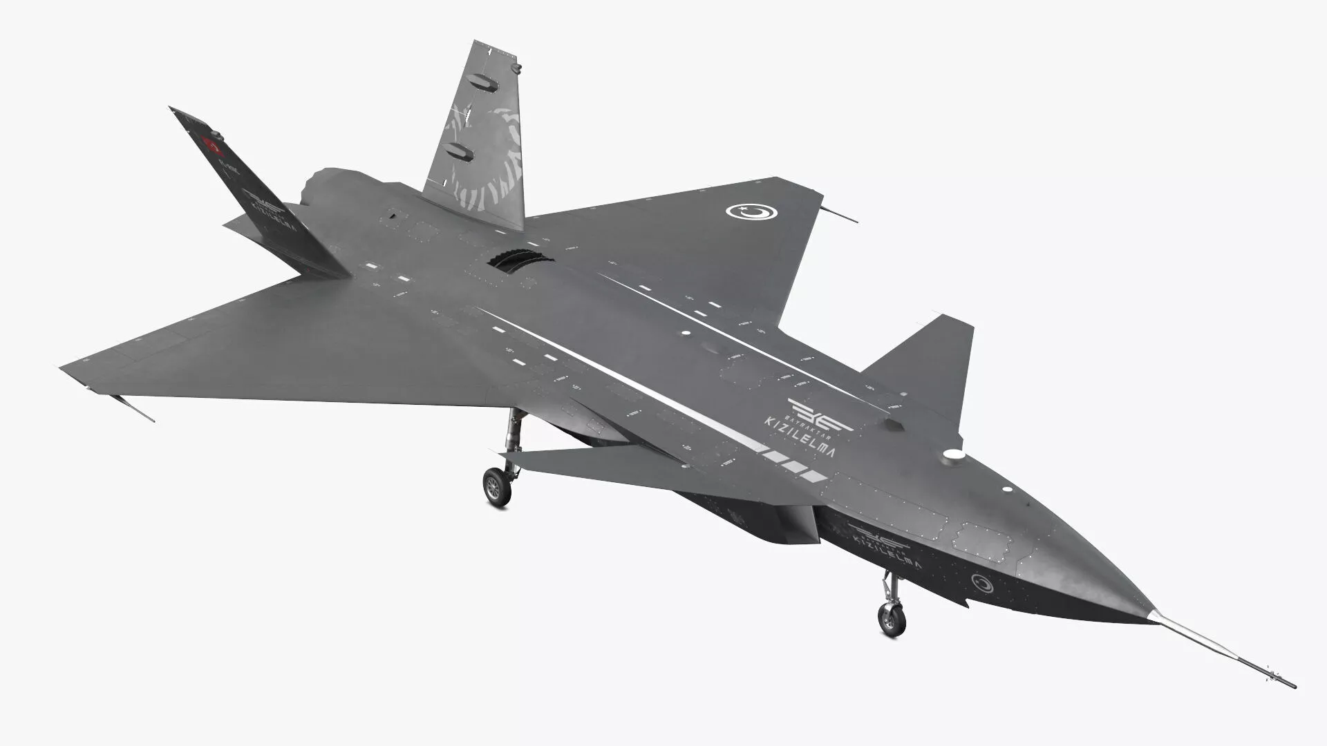 Bayraktar Kizilelma Combat UAV Aircraft Black Rigged 3D model