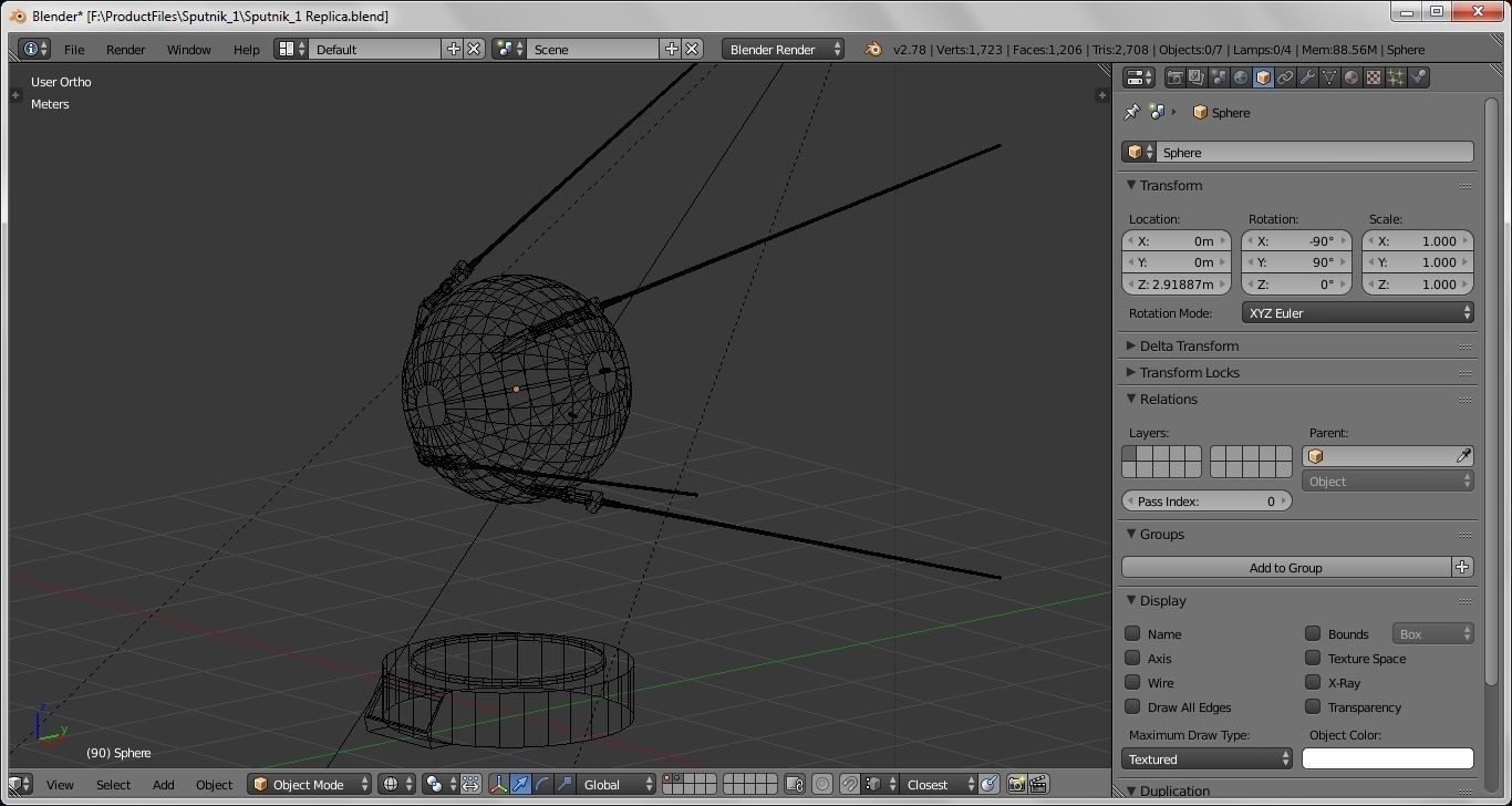 Sputnik 1 Replica Low-poly 3D model_19