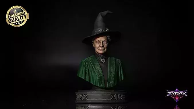 Minerva McGonagall Bust STL Harry Potter 3D Print Sculpture