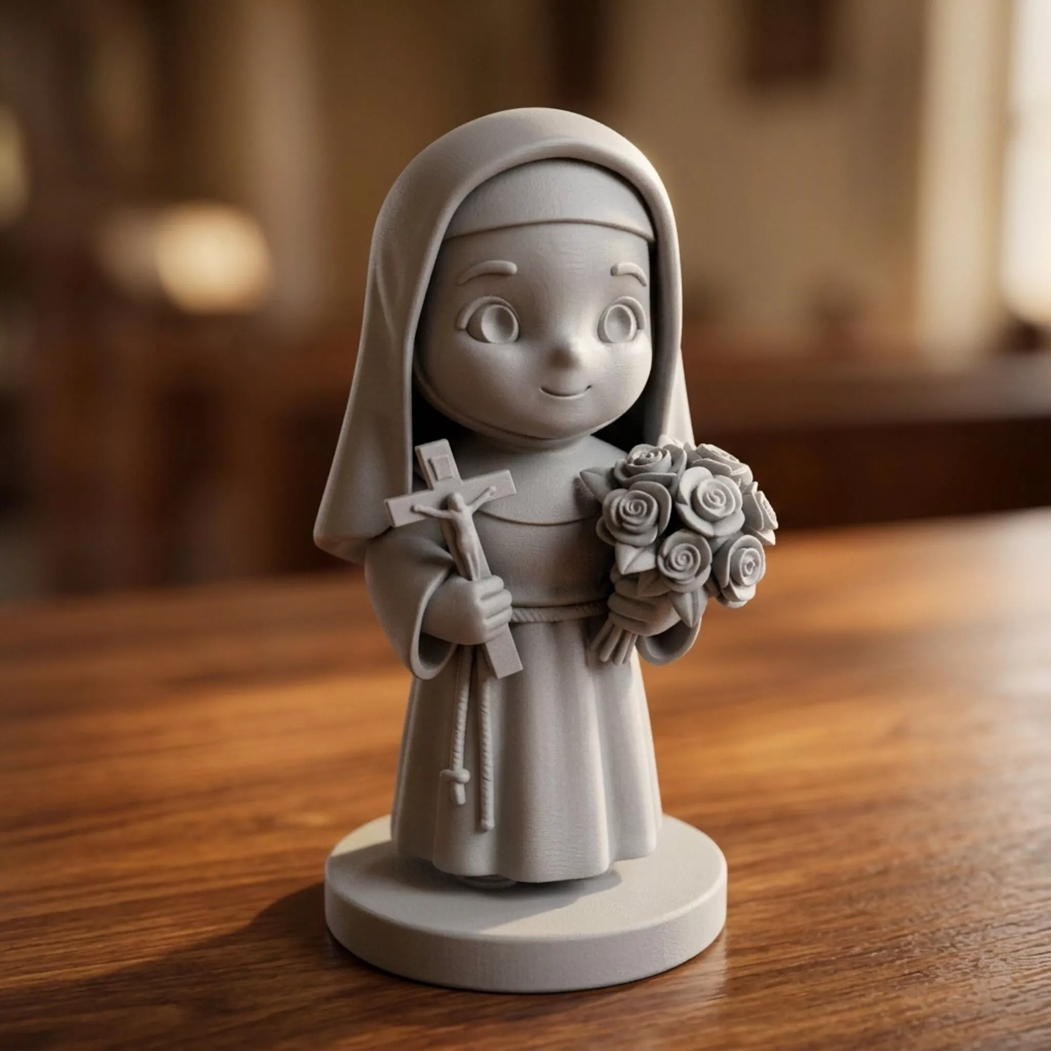 Saint Rita Holding Roses and Crucifix 3D print model