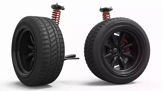 Car Tire Toyota AE86 with Suspension System 3D model 2