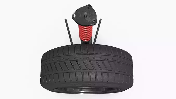 Car Tire Toyota AE86 with Suspension System 3D model 7