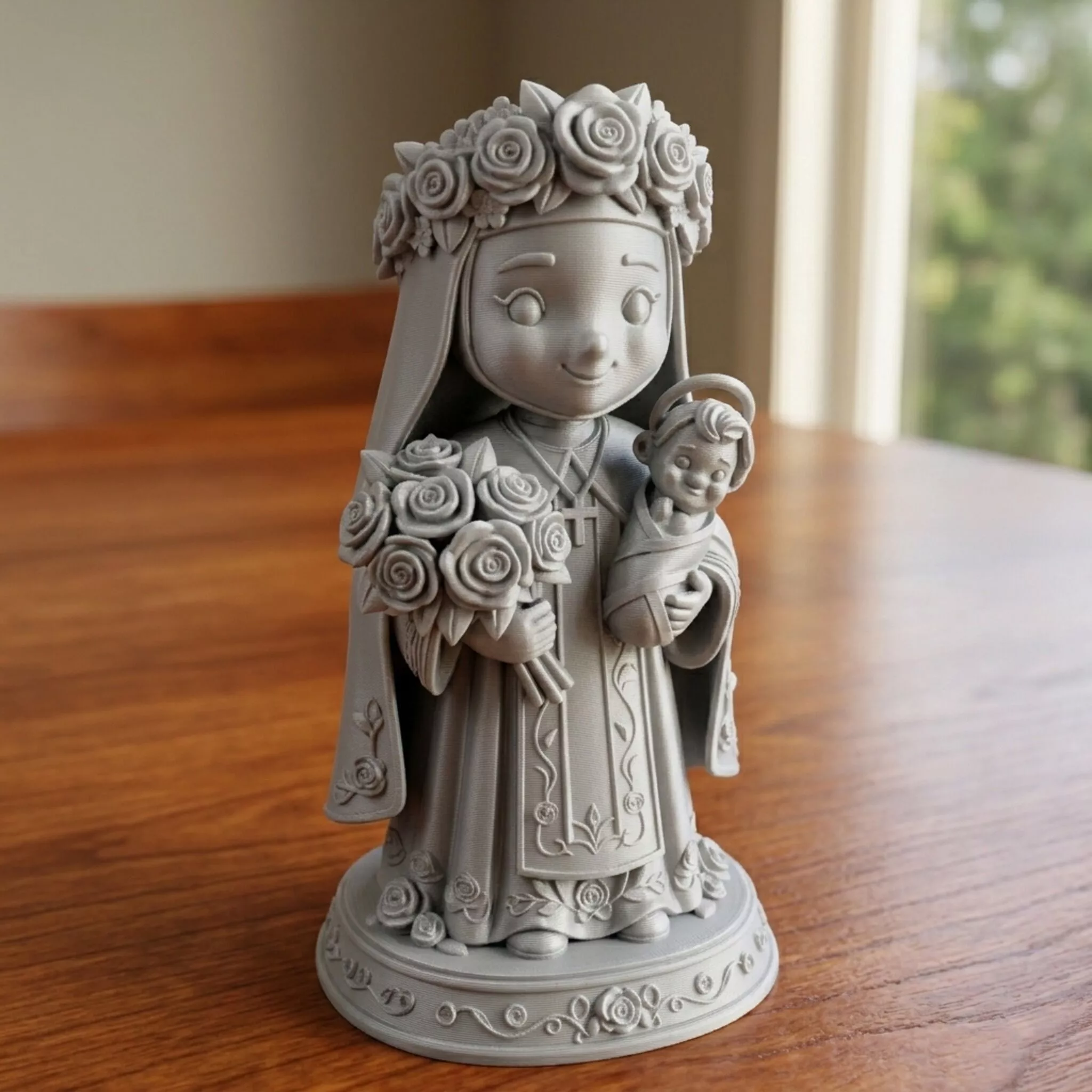 Saint Rose Holding Roses 3D print model