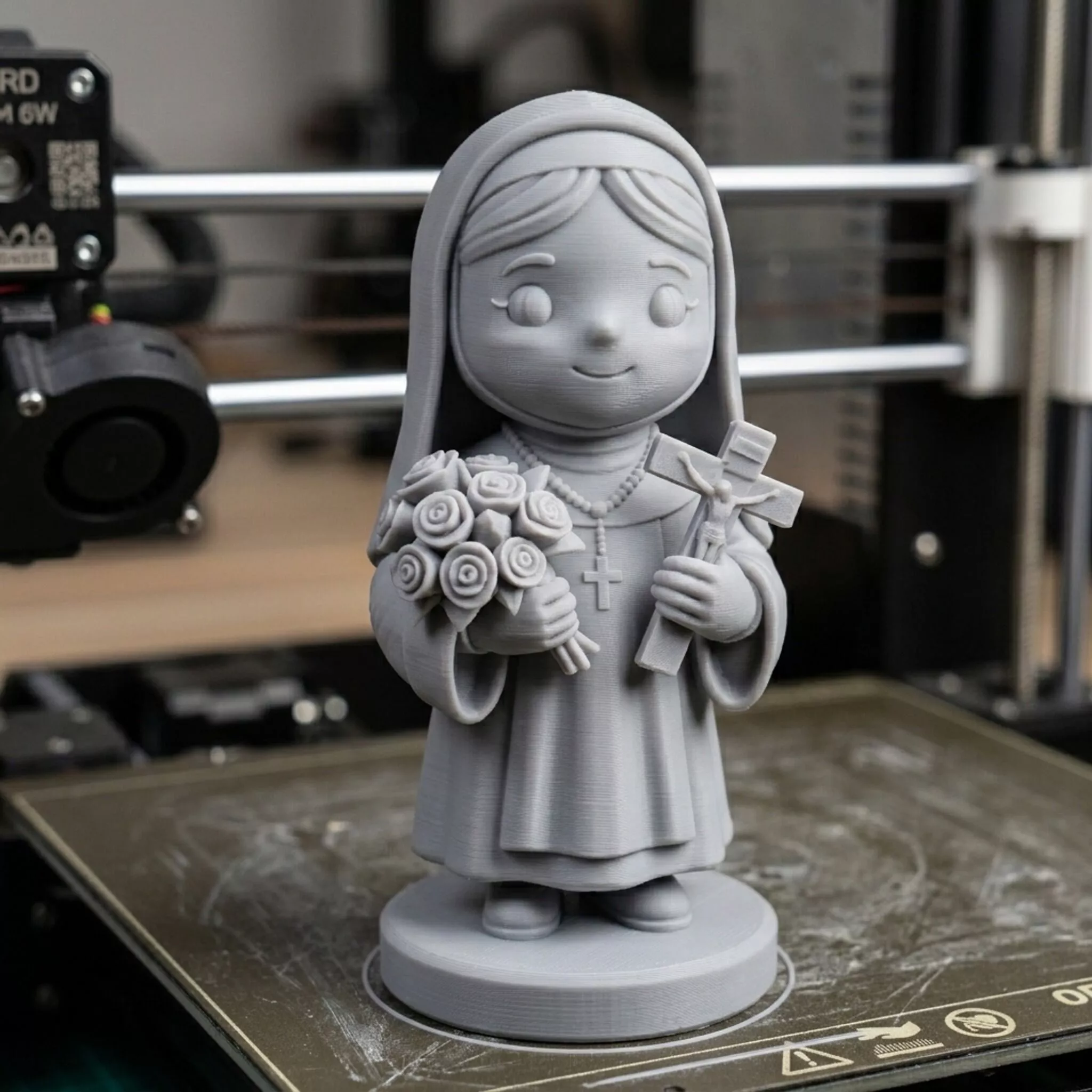Saint Rita Holding Roses Crucifix 3D print model