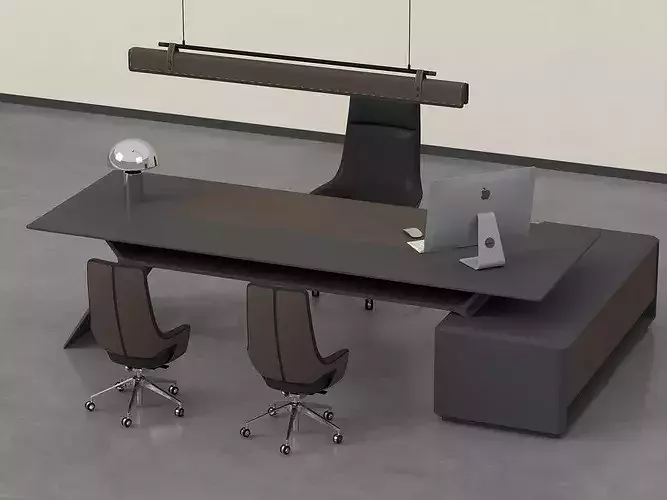 Modern Executive Conference Desk and Chairs Set  Low-poly 3D model 5