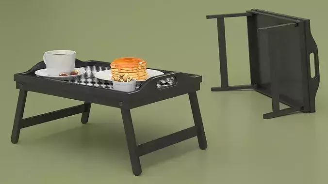 Breakfast on Folding Bed Tray Table 3D model 7