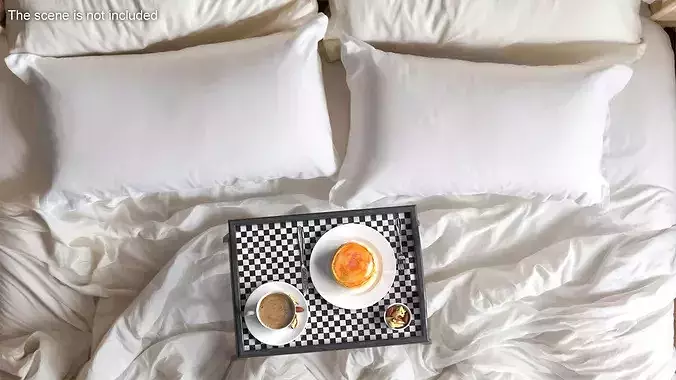 Breakfast on Folding Bed Tray Table 3D model 4