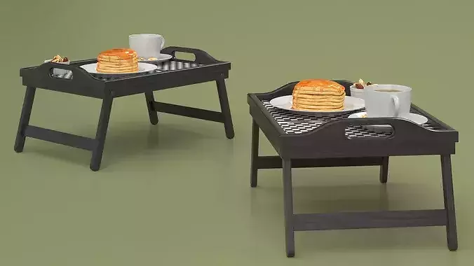 Breakfast on Folding Bed Tray Table 3D model 6