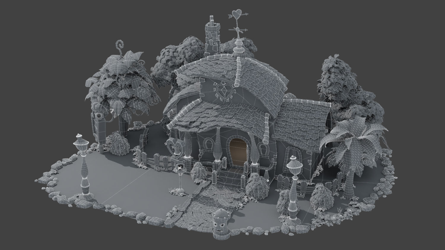 Fantasy Cartoon House 3D model_14