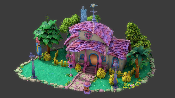 Fantasy Cartoon House 3D model 2