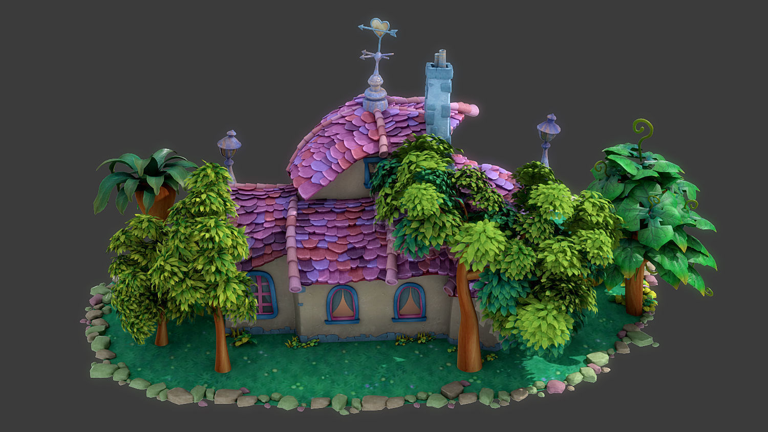 Fantasy Cartoon House 3D model_6