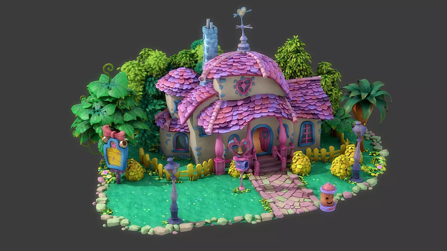Fantasy Cartoon House 3D model_0