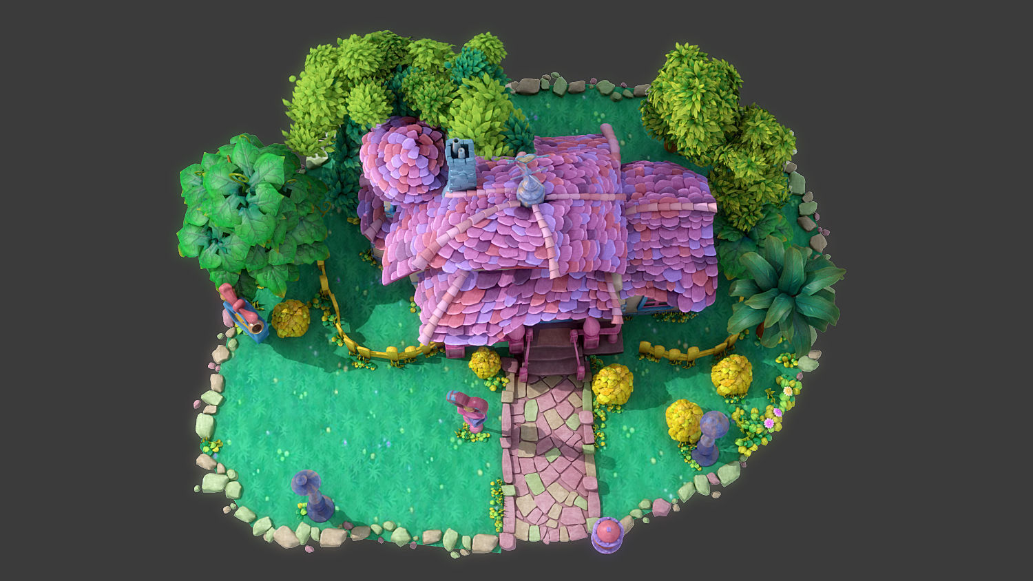 Fantasy Cartoon House 3D model_9