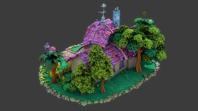 Fantasy Cartoon House 3D model 5