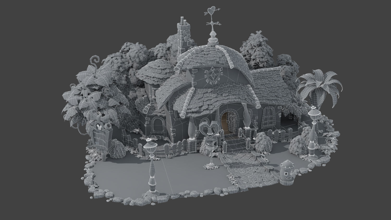 Fantasy Cartoon House 3D model_15