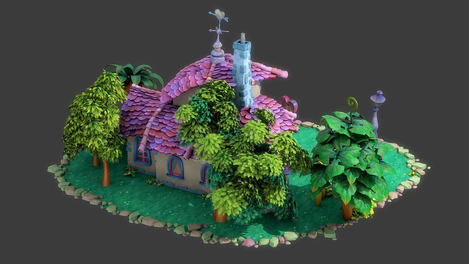 Fantasy Cartoon House 3D model_3
