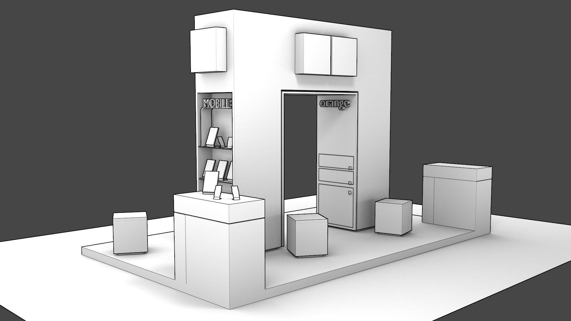 Orange Mobile exhibition display stand for trade show 3D model CGTrader