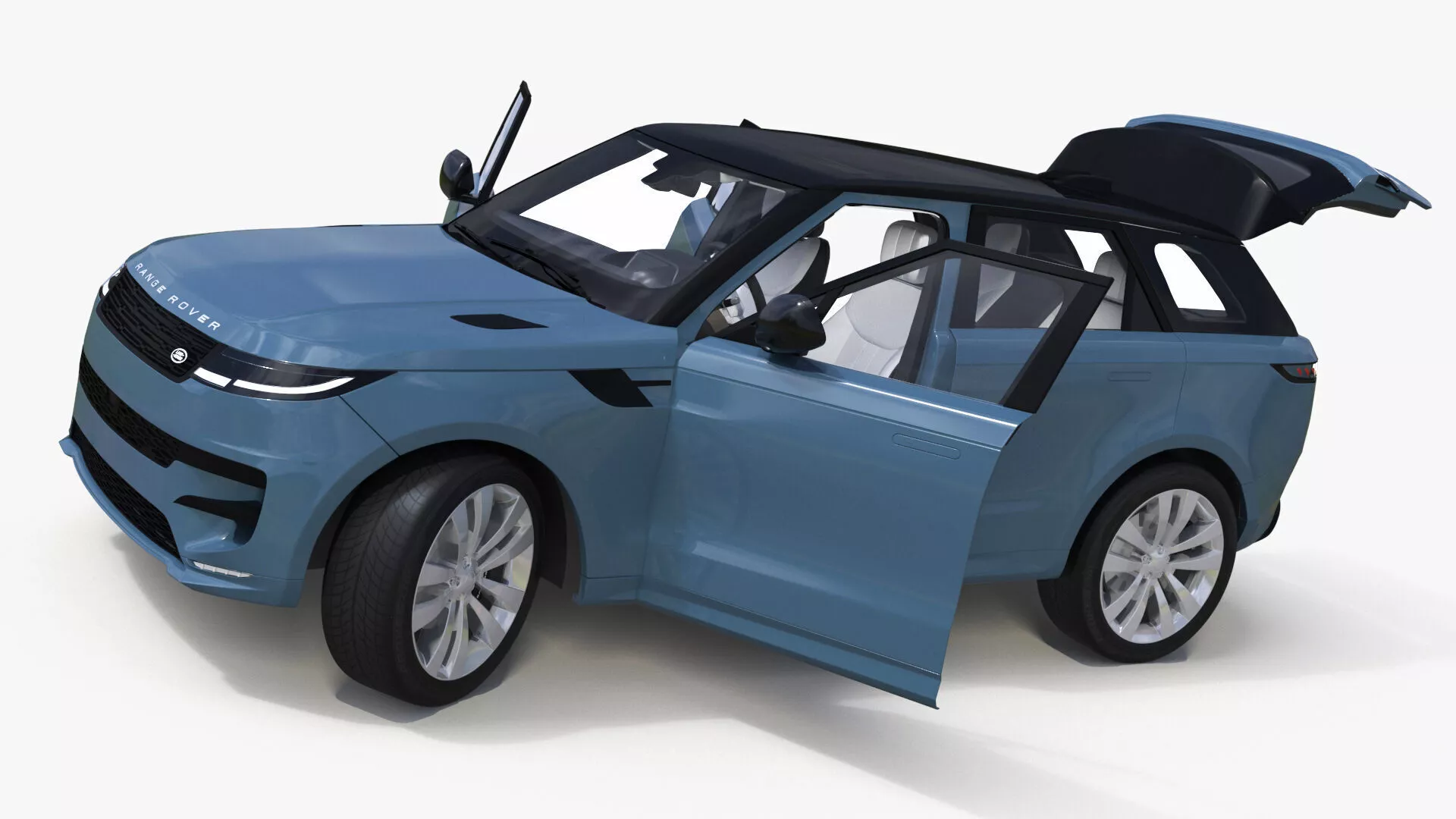 Range Rover Sport SUV Blue Rigged for Cinema 4D 3D model