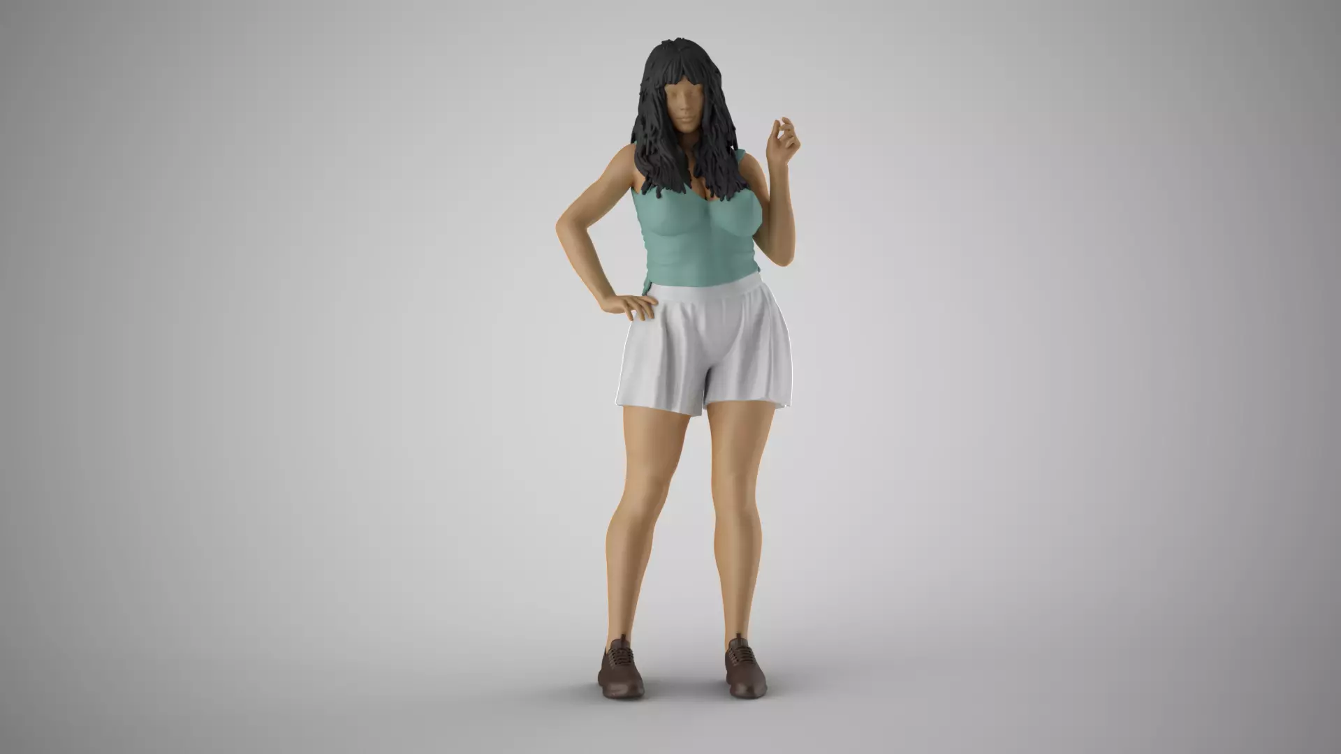 Young Woman in Summer Dress Standing Pose 3D print model