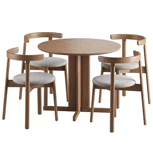 Lunar Chair Trefoil Table 3D model 4